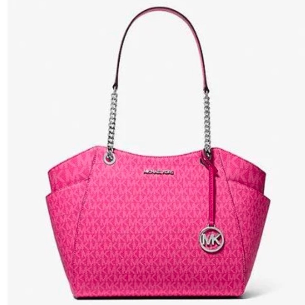 Michael Kors Pink Jet Set Travel Lg Signatr Logo Chain Shoulder Tote
Dragonfruit